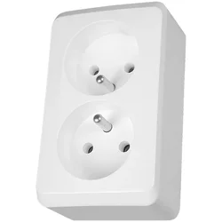 Schneider Electric Dvojna nadometna vtičnica z ozemljitvijo, bela PRIMA