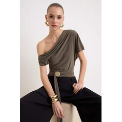 Trendyol Milla Ženska bluza Tprss26Bd00013, Kaki