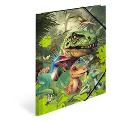 Herma mapa s klapo in elastiko Dino World, A4