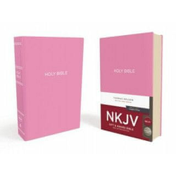 NKJV, Gift and Award Bible, Leather-Look, Pink, Red Letter, Comfort Print