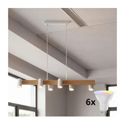 Brilagi - LED RGBW Prigušiva luster na sajli SELE 6xGU10/6,5W/230V bela/hrast