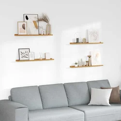Polica na zidu Zidne 4 pcs Bež 80 x 9 x 3 cm Konstruirano drvo
