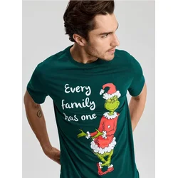 Sinsay - Pamučna Majica Sa Grinch Printom - čeličnozeleno