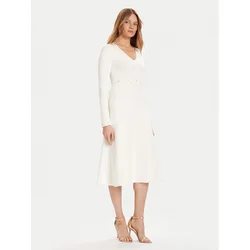 TWINSET Pletena obleka 252TP3271 Écru Regular Fit