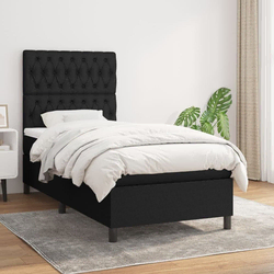 Vidaxl Box spring postelja z vzmetnico črn 90x190 cm blago