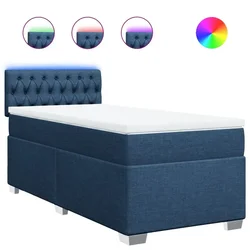 Vidaxl Box spring postelja z vzmetnico modra 90x200 cm blago