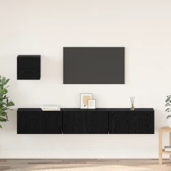 Set TV komoda Zidne 4 pcs Crni hrast Konstruirano drvo