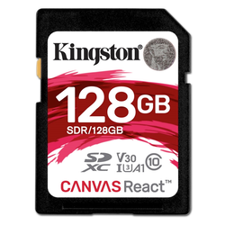 KINGSTON SDXC 128GB Canvas React Class10 UHS-I U3 (SDR/128GB) spominska kartica