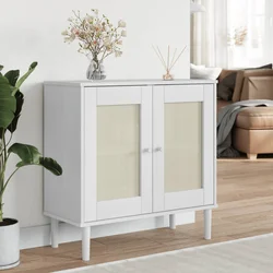 Komoda SENJA bijela izgled ratana 80x35x80 cm masivna borovina