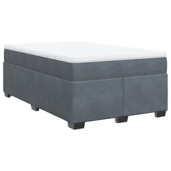 Vidaxl Box spring postelja z vzmetnico temno siva 120x200 cm žamet