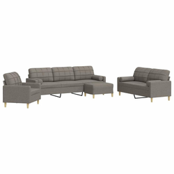 4-dijelni set sofa s tabureom i jastucima smeđesivi tkanina