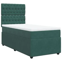 Vidaxl Box spring postelja z vzmetnico temno zelena 90x200 cm žamet