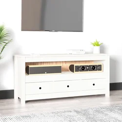 TV ormarić bijeli 114 x 35 x 52 cm od masivne borovine