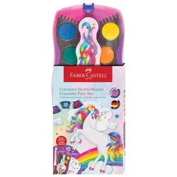 BOJA VODENA FI 24 MM 12 BOJA  PLUS  BIJELA TEMPERA CONNECTOR UNICORN FABER CASTELL 125035