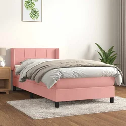 Greatstore Box spring postelja z vzmetnico roza 90x200 cm žamet