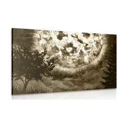 Slika sijoča luna na nočnem nebu v sephia izvedbi - 90x60