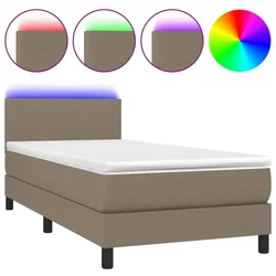 Vidaxl Box spring postelja z vzmetnico LED taupe 90x190 cm blago