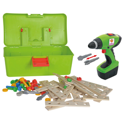 Drevená stavebnica s vŕtačkou Constructor Tool Box Eichhorn v kufríku 70 dielov od 3 rokov EH39079