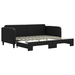 Vidaxl Izvlečna dnevna postelja črna 90x200 cm blago