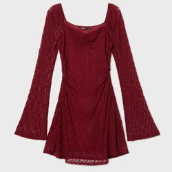 Cropp - Čipkasta obleka - maroon