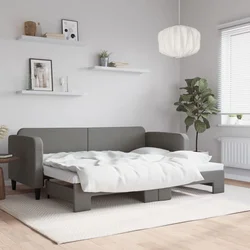 Greatstore Izvlečna dnevna postelja temno siva 80x200 cm blago