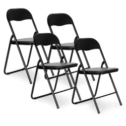 ModernHome Set od 4 stolice ko?e se mogu složiti u crno? ekokoži
