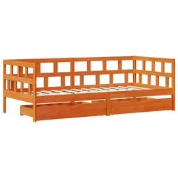 Vidaxl Dnevna postelja s predali brez vzmetnice 90x200 cm trden les