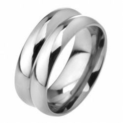 Čelični prsten od 316L čelika, efekt dvostrukog prstena, 8 mm