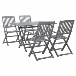Vrtni blagovaonski set od 5 dijelova (150-200) x 100 cm, masivno drvo akacije, sive boje