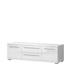 JELA TV STO TV150-2K2F/PN - kolekcija Piano - Bela lak/Kristalno Bela HG Lak - 150x46x45 cm