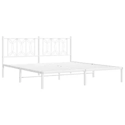 Vidaxl Kovinski posteljni okvir z vzglavjem bel 183x213 cm
