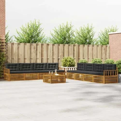 Set vanjskih sofa 9 kom. Prirodna i antracit