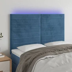 Vidaxl vidaXL Vzglavje postelje z LED diodo temno modro 144x5x118/128 cm