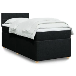 Vidaxl Box spring postelja z vzmetnico črna 90x200 cm blago