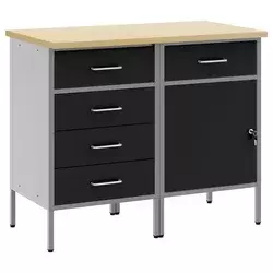 Radni ormar s ladicama 2 kom. Crna i Siva 100 x 55 x 85 cm