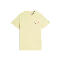 TOMMY HILFIGER Majica Signature Logo Slim temno modra/pastelno rumena/rdeča