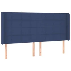 Vidaxl Vzglavje z ušesi modro 203x16x118/128 cm blago