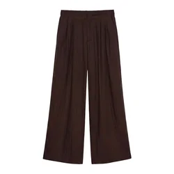 Pull&Bear Hlače z naborki čokolada
