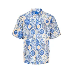JACK & JONES Srajca JORNoto kamela/modra/off-bela