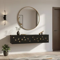Hanah Home komoda Moka 120, 120 cm, antracit / zlatna