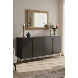 Hanah Home komoda Poli 150, 150 cm, antracit / srebrna