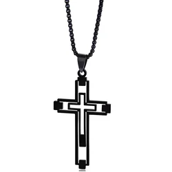 Ogrlica Empty Cross - Črna KP34152