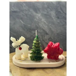 Aberto Design Set Božićnih sveća na tacni Christmas 2, 3 komada, Višebojni