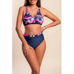 Plus size dvodelne kopalke, roza