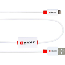 Skross USB 2.0 priključni kabel [1x USB 2.0 utikač A - 1x Apple Dock utikač Lightning] Skross BUZZ1 m bijela-crvena s funkcijom alarma