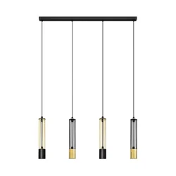 LED luster na sajli BARS 4xGU10/4,8W/230V crna/zlatna
