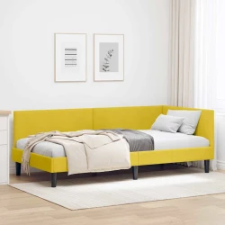Kutni okvir kreveta s uzglavljem Žuta 100 cm x 200 cm Baršun