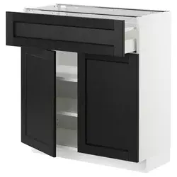 METOD / MAXIMERA Podni element s fiokom/2 vrata, bela/Lerhyttan crno bajcovano, 80x37 cm