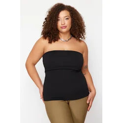 Trendyol Curve Black Crepe Knitted Plus Size Blouse
