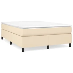 Vidaxl Box spring postelja z vzmetnico krem 140x200 cm blago